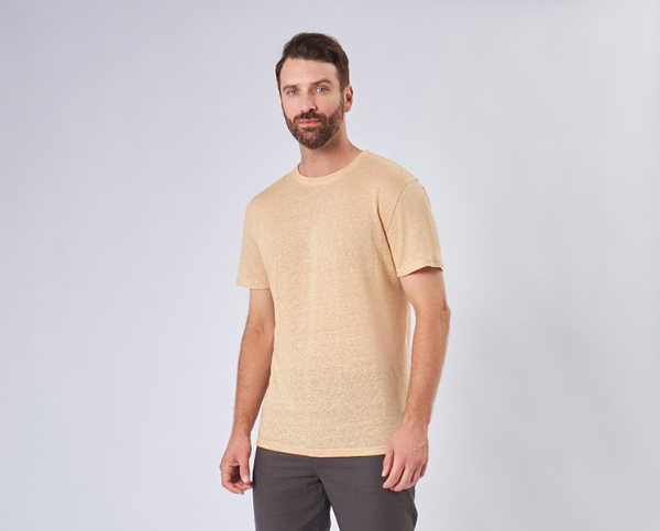 Льняная мужская футболка бежевая из 100% органического льна Uzor Wear